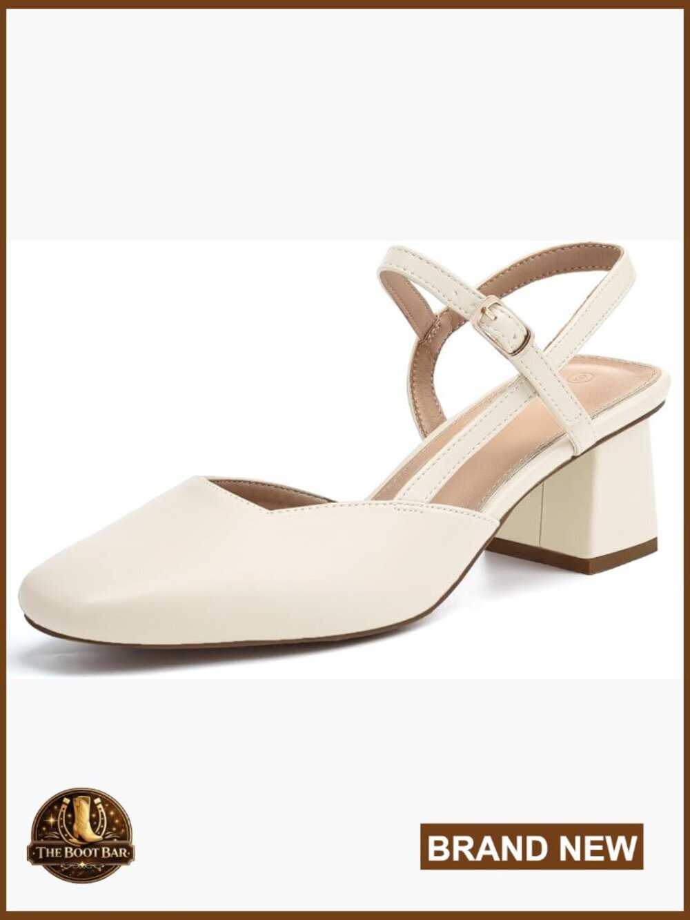 Slingback Chunky Low Heel Square Toe Dress Pumps Shoes